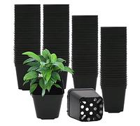 Lot de 100 pots de fleurs carrés en plastique Noir 5 cm