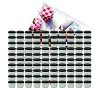 Lot de 100 pots gobelets Pot à confiture 230 ml Pot Mason To 82 couvercle noir avec livret de recettes Gelierzauber sucre diamant
