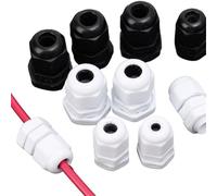 Lot de 100 presse-étoupes étanches PG7/9 IP68 - Connecteur blanc/noir - Écrou de verrouillage réglable - Blanc - PG9 - 100 pièces