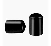Lot de 100 protections de filetage de vis, diamètre intérieur de 12 mm en caoutchouc PVC pour tube rond de boulon Capuchon en plastique Noir