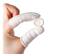 Lot de 100 protège-doigts antidérapants en latex, gants en caoutchouc pour assemblage électronique, protection ESD (blanc)