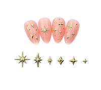 Lot de 100 Rivets à Ongles Mixtes en Forme d'étoiles dorées/argentées for Nail Art, Breloques, astérisme, lumière des étoiles, Accessoires de manucure, Accessoires for Nail Art, Mini décoration(Or)