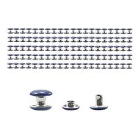 Lot de 100 rivets tubulaires en métal pour tissu, sac et chaussures Bleu foncé 8 mm