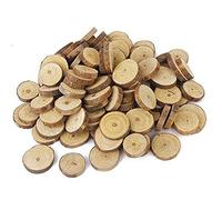 Lot de 100 rondelles de bois rustiques avec écorce d'arbre - Mini cercles en bois pour loisirs créatifs, loisirs créatifs, Noël, mariage, décorations à suspendre aléatoires, portables et utiles