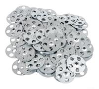 Lot de 100 rondelles plates de 36 mm, plaque de fixation à 6 trous pour panneau de carrelage, entretoises en acier au carbone avec joint plaqué zinc, fixation de panneau d'isolation pour fixations