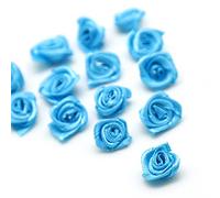 Lot de 100 Roses artificielles de 1,5 cm Petites Roses en Satin pour travaux manuels Petites Roses dcoratives Mini Roses en Tissu Accessoires DIY Dcoration pour la Maison de Mariage Bleu mer