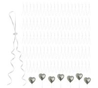 Lot de 100 rubans blancs avec clip de fermeture, rubans de ballon, fermeture de ballon, fermoirs pour ballons à l'hélium, cordon de suspension pour attacher des ballons