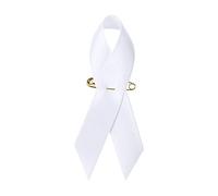 Lot de 100 rubans de sensibilisation en satin blanc avec épingles à nourrice 3,6 x 7,6 cm