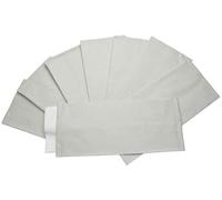 Lot de 100 sachets à couverts blancs 25 x 10 cm avec serviette blanche 38 x 38 cm pli 1/8 - sachets porte-couverts en papier recyclables à 100 %