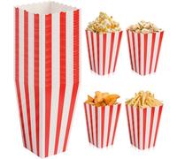 Lot de 100 sachets à pop-corn : boîtes à pop-corn, sacs en carton réutilisables, sacs en papier de fête, petits sacs à pop-corn, boîte à goûter pour soirée cinéma, fête d'anniversaire, Noël (rouge)