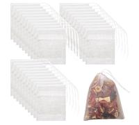 Lot de 100 sachets de thé vides pour thé en vrac - 9 x 10 cm - Filtres à thé fins - Jetables avec cordon de serrage - Pour thé en vrac