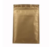 Lot de 100 sachets d'emballage en aluminium thermoscellés, pochettes plates à fermeture éclair, Mylar avec encoche déchirure(Matte Gold,18x26cm)