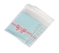 Lot de 100 sachets d'emballage pour biscuits avec nœud papillon auto-adhésifs en polypropylène 8 x 10 cm (bleu)