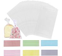 Lot de 100 sachets en cellophane transparent - 25 x 15 cm Petits sacs cadeaux - Avec 100 attaches colorées Sacs transparents adaptés pour le pain au chocolat et aux bonbons