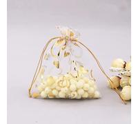 Lot de 100 sachets en organza - 15 x 20 cm - Avec cordon de serrage - Pour mariage, Noël, Saint-Valentin, fête - Or blanc