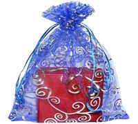 Lot de 100 sachets en organza, 15 x 20 cm, bleu et argenté, sacs cadeaux en organza, sacs à bijoux, sachets de mariage, sacs à bijoux, sacs à bijoux, sacs à bijoux, sacs à bijoux de mariage, sacs à