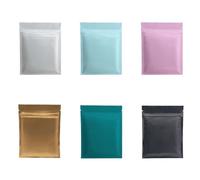 Lot de 100 sachets plats en aluminium for poudre d'herbes, 6 x 8 cm, noir mat, rose et blanc, petits sacs cadeaux plastique à fermeture éclair(Blue Zip Bags,8x12cm)