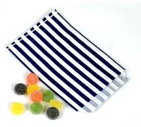 Lot de 100 sacs à bonbons rayés en papier de 12,7 x 17,8 cm | Pour buffet de mariage | Qualité supérieure - Fabriqués au Royaume-Uni (bleu, quantité : 200 sacs)