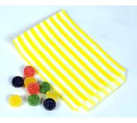 Lot de 100 sacs à bonbons rayés en papier de 12,7 x 17,8 cm - Qualité supérieure - Fabriqués au Royaume-Uni (jaune, quantité : 300 sacs)