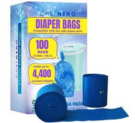 Lot de 100 sacs à couches jetables en plastique compatibles avec les seaux Ubbi d'une capacité de 13 gallons - Grands sacs poubelles - Bleu