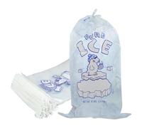 Lot de 100 sacs à glace de 3,6 kg en plastique robuste avec cordon de serrage, sacs à glaçons réutilisables pour congélateurs, sacs à glace polyvalents pour machine à glace, camping, piscine, fête,
