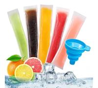 Lot de 100 sacs à glace jetables | Tubes de congélation sans BPA avec fermeture éclair | Pour des collations saines, des bâtonnets de yaourt, des jus et des smoothies aux fruits, des sucettes glacées