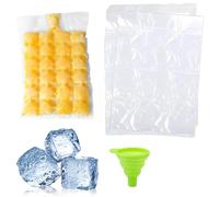Lot de 100 sacs à glaçons jetables avec 1 entonnoir en silicone, sacs à glaçons auto-scellants pour congélation, moule à glace en polyéthylène de qualité alimentaire pour whisky, jus, boissons