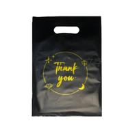 Lot de 100 sacs cadeaux de remerciement, sacs en plastique réutilisables adaptés pour les boutiques, le magasinage, les mariages, les anniversaires, Thanksgiving, Noël, les cadeaux d'affaires, les