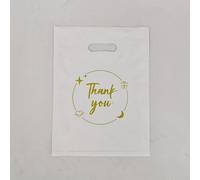 Lot de 100 sacs cadeaux de remerciement, sacs en plastique réutilisables adaptés pour les boutiques, le magasinage, les mariages, les anniversaires, Thanksgiving, Noël, les cadeaux d'affaires, les