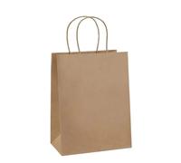 Lot de 100 sacs cadeaux en papier kraft avec poignée for mariage, anniversaire, fête(13 x 7 x 14.5CM)