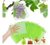Lot de 100 sacs de protection pour raisins - 15 x 20 cm - Avec cordon de serrage - Pour protéger contre les guêpes, escargots, oiseaux et mouches à vinaigre de cerise - Vert