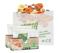 Lot de 100 sacs de rangement à fermeture éclair 100 % compostables | Sacs alimentaires respectueux de l'environnement | Sacs de congélation | À base de plantes et de BPA | Fermeture éclair | Fermeture