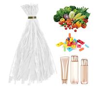 Lot de 100 sacs de rangement élastiques réutilisables avec fermeture à boucle pour la récolte, le jardin, le shopping, les fruits de mer, les fruits, les aliments à la ferme - 40 cm, blanc, Voir