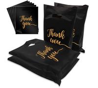 Lot de 100 Sacs de Transport en Plastique(Blanc+Noir), Sac Thank You Plastique Cadeau 30 x 38cm, Sac Emballage pour la vente au détail, les magasins, les boutique, les étals de marché (Black)