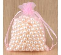 Lot de 100 sacs d'emballage pour bijoux 5 x 7, 7 x 9, 9 x 12, 10 x 15 cm, sacs en organza, pochettes de rangement avec cordon de serrage - 14 rose clair - 5 x 7 cm