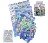 Lot de 100 sacs en mylar verrouillables à l'épreuve des odeurs, sac holographique plat, sacs verrouillables avec fermeture éclair pour stocker des cadeaux, sac de bijoux (S(7 × 10 cm))