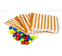Lot de 100 sacs en papier à rayures dorées de 12,7 x 17,8 cm | Pour mariage, buffet, gâteau, cadeau, Pick n Mix Shop