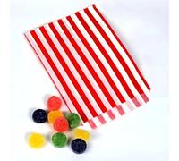 Lot de 100 sacs en papier à rayures rouges de 12,7 x 17,8 cm | Pour buffet de mariage, gâteau cadeau | Qualité supérieure Fabriqué au Royaume-Uni