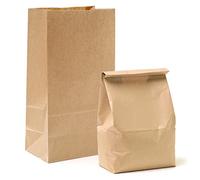 Lot de 100 sacs en papier kraft - 21 x 12 x 7 cm - Marron - Petits sacs cadeaux en papier kraft - Sacs à fond à remplir - Emballage cadeau - Calendrier de l'Avent