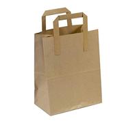 Lot de 100 Sacs en Papier munis de poignées Plates Marron 18 x 23 x 9cm