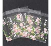 Lot de 100 sacs en plastique transparent avec fermeture hermétique, 10 x 10 cm, pour biscuits, bijoux, noix, tranches de citron (rose)
