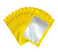 Lot de 100 sacs hermétiques en Mylar doré avec fermeture à glissière - Sacs d'emballage holographiques étanches aux odeurs - 6 x 10 cm - Petits sacs refermables pour échantillons - Sacs de rangement