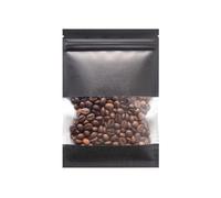 Lot de 100 sacs hermétiques en papier kraft avec fenêtre - 13 x 18 cm - Avec fermeture éclair - Enveloppes pour échantillons de nourriture, café, grains de thé, feuilles, épices (noir)