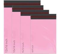 Lot de 100 sacs postaux en polyéthylène auto-scellants 4 tailles 25 de chaque iSOUL - Petits à grands sacs postaux assortis - Rose