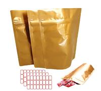 Lot de 100 sacs refermables - Anti-odeurs - Pochettes à fermeture éclair - Sac Refermable zip - Sac de Pochette - for fête - Stockage des aliments, de l'or(10x15cm)