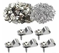 Lot de 100 serre-câbles de clôture en acier inoxydable avec vis, 19 x 10 mm, clips de câble pour fil de 4 mm de diamètre, design en forme de R pour sécuriser le treillis métallique sur des poteaux en