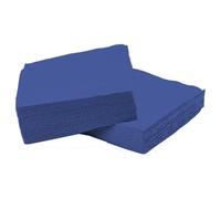 Lot de 100 serviettes de table 4 plis double épaisseur 33 x 33 cm pour fêtes et événements (bleu foncé)