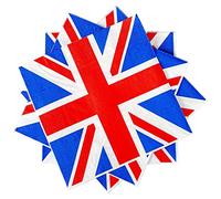 Lot de 100 serviettes de table en papier jetables avec motif drapeau du Royaume-Uni 16,5 x 16,5 cm