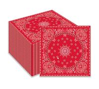 Lot de 100 serviettes de table jetables en papier rouge bandana pour invité, dîner, fête, mariage, cuisine, fête d'anniversaire