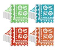 Lot de 100 serviettes de table mexicaines jetables colorées en papier pour cocktail - 12 x 12 cm - Décoration de table sur le thème du Mexique - Pour Cinco De Mayo - Fournitures de fête d'anniversaire